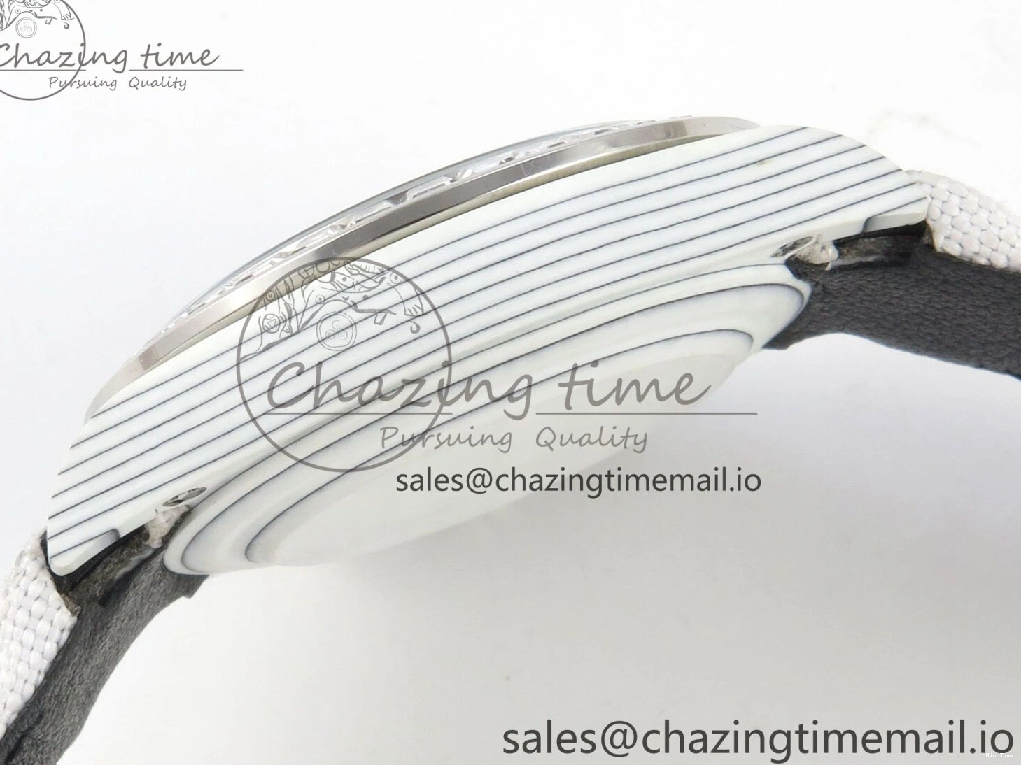 MiroTime 0301 Daytona Cosmograph White Carbon MPF Best Blaken Skeleton Dial on White Nylon Strap A FreshLook 314